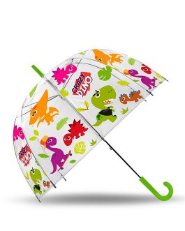 TRANSPARENT BELL UMBRELLA 19″ MANUAL CRAZY DINO