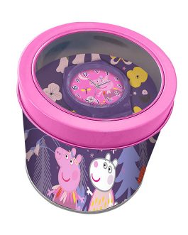 ANALOG WATCH IN METAL BOX PEPPA PIG