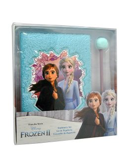 PLUSH DIARY SET  WITH POM POM PEN FROZEN 2