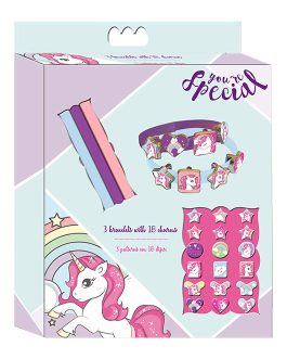 3 BRACELETS WITH 18 CHARMS UNICORN
