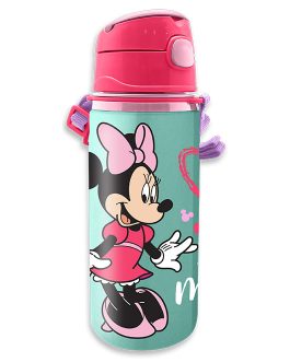 ALUMINIUM WATER BOTTLE 500 ML MINNIE WITH HANDLE