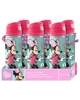 ALUMINIUM WATER BOTTLE 500 ML MINNIE WITH HANDLE